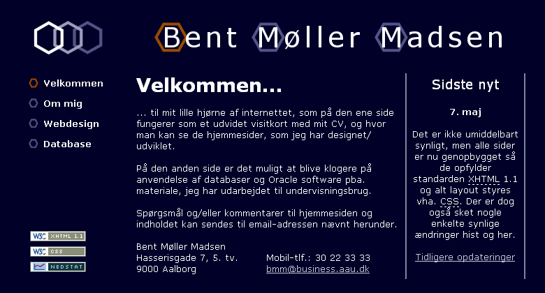 Bent Møller Madsen (personlig hjemmeside) - maj 2004